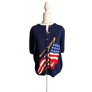 Vintage Sweater Women Size XL Cottage Cabin Rustic American Fisherman Nature